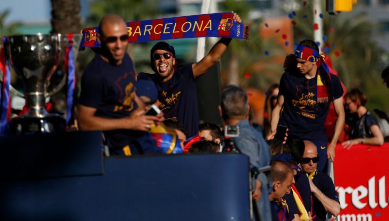 Neymar, durante el desfile en Cataluña