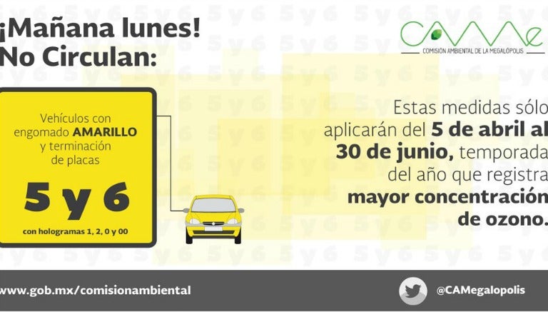 Automóviles que no circularán este lunes