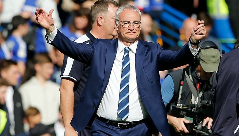 Ranieri celebra un gol del Leicester