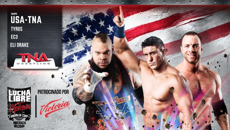 Ethan Carter III, Eli Drake y Tyrus en el carter de Victoria World Cup