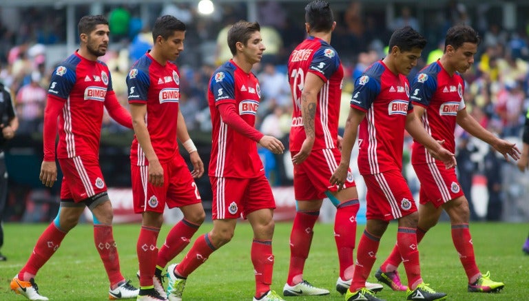 Jugadores de Chivas en el Estadio Azteca