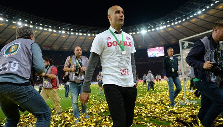 Pep Guardiola tras la premiación de la Copa Alemana