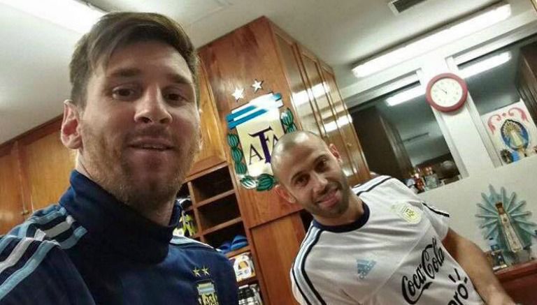 Messi y Mascherano durante la concentración de la selección de Argentina