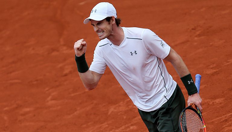 Murray celebra durante el juego contra Mathias Bourgue