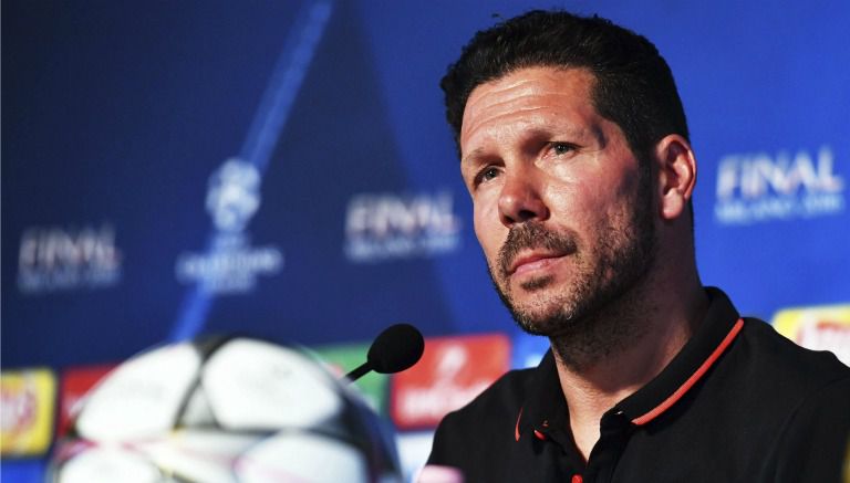 Diego Simeone durante la conferencia de prensa previa a la Final de la Champions