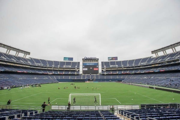 Panorámica del Qualcomm Stadium, donde se desarrollará el México vs Chile