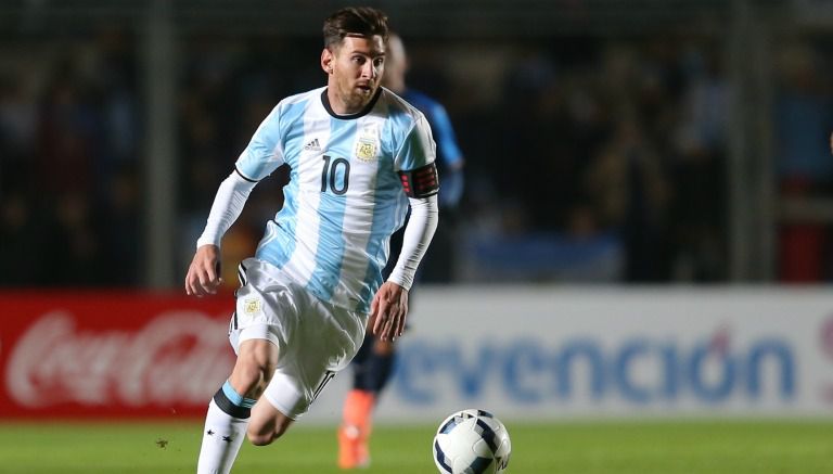 Messi durante un partido con Argentina