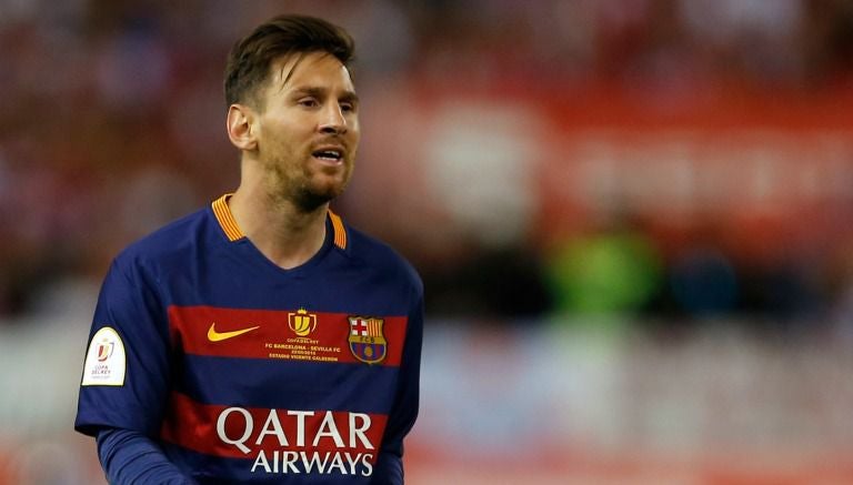 Lionel Messi en un partido con Barcelona