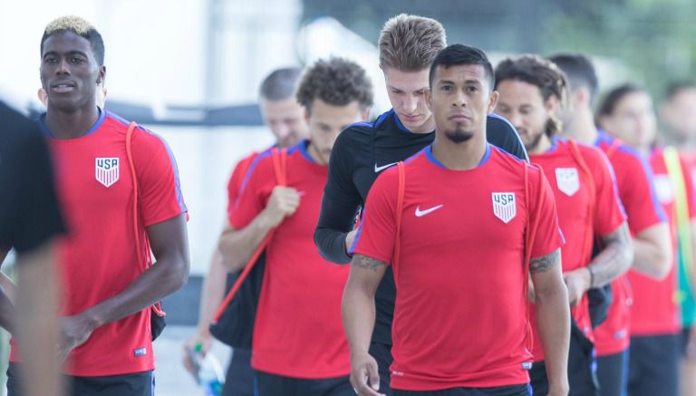 Seleccionados de Estados Unidos antes de un entrenamiento