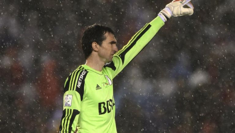 Barovero, durante un juego de River Plate