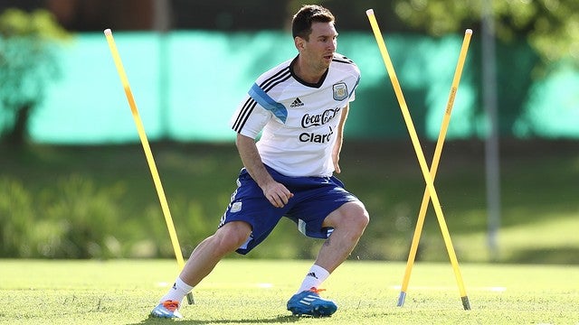 Messi, en un entrenamiento con Argentina