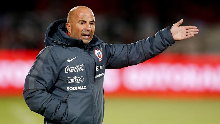 Sampaoli en partido con la Selección de Chile