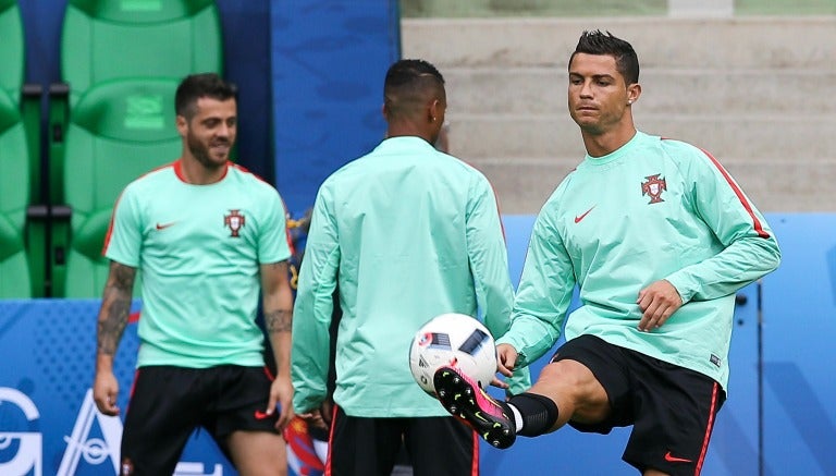 Cristiano Ronaldo en un entrenamiento con Portugal