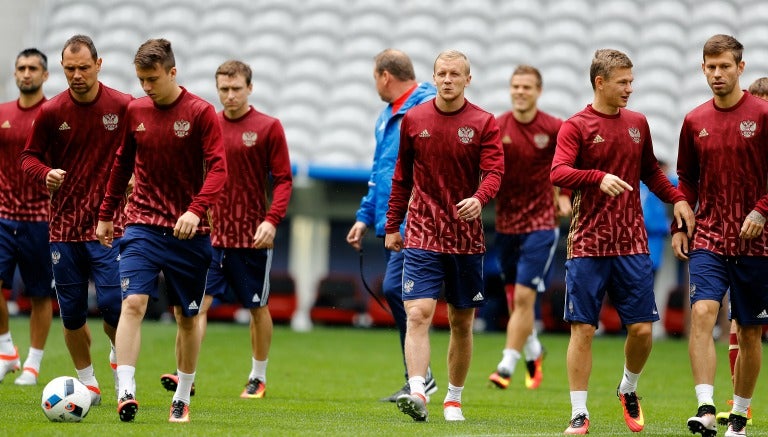 Jugadores de Rusia, en un entrenamiento