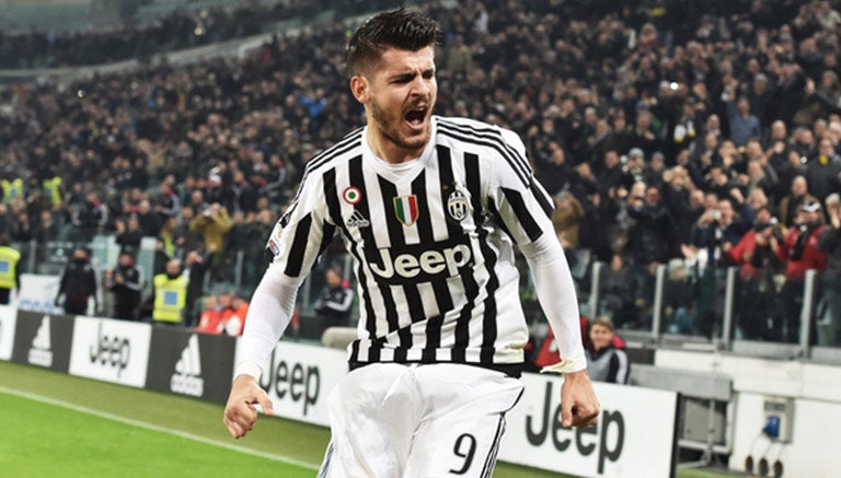 Morata festeja en juego con la Juventus 