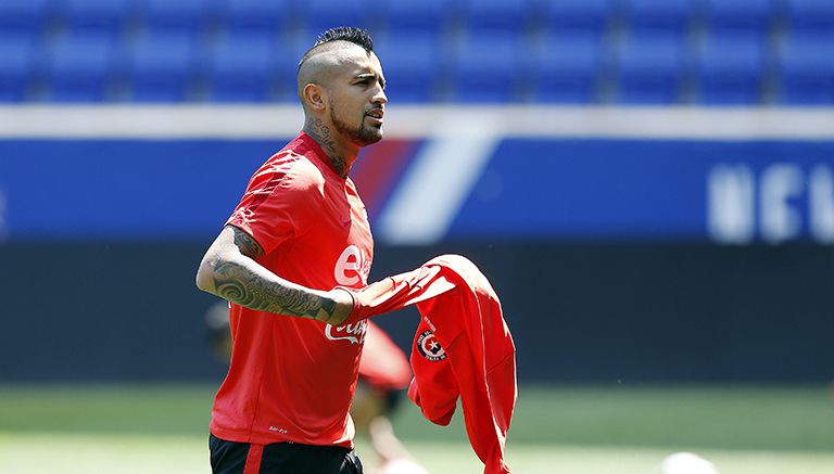 Arturo Vidal, durante un entrenamiento con la selección chilena