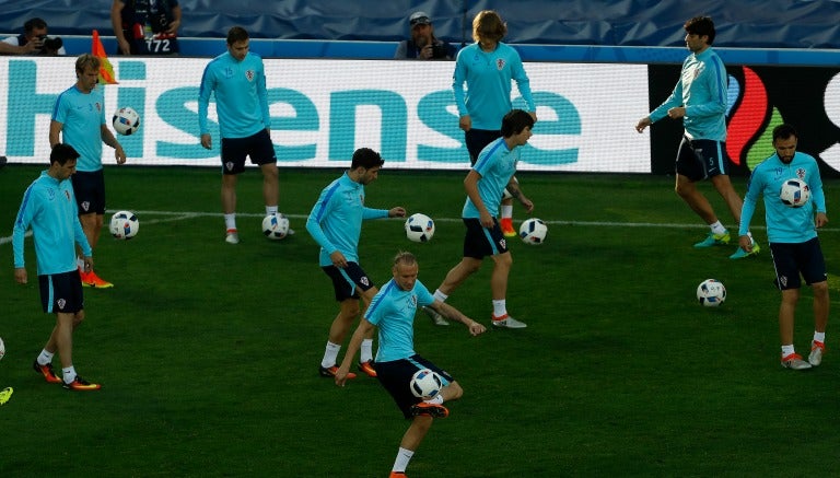 Jugadores croatas en entrenamiento