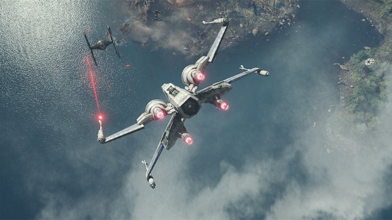 Batalla entre un  Tie Fighter y un X-Wing