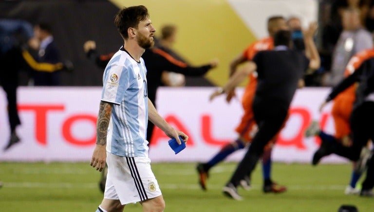 Lionel Messi tras el partido de la Final de Copa América Centenario