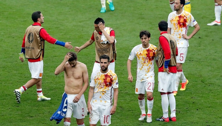 Jugadores españoles lamentan la eliminación frente a Italia