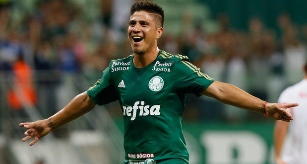 Cristaldo celebra un gol con Palmeiras