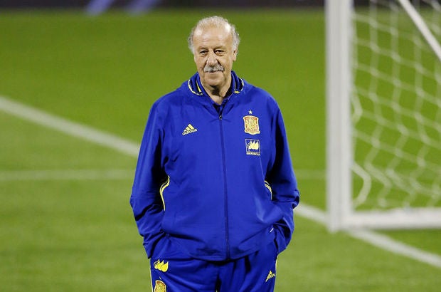 Vicente del Bosque, en un entrenamiento de España