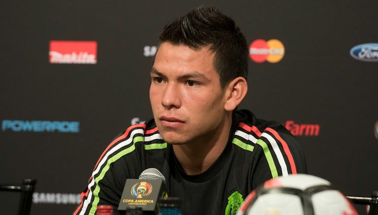 Hirving Lozano en conferencia de prensa durante la Copa América