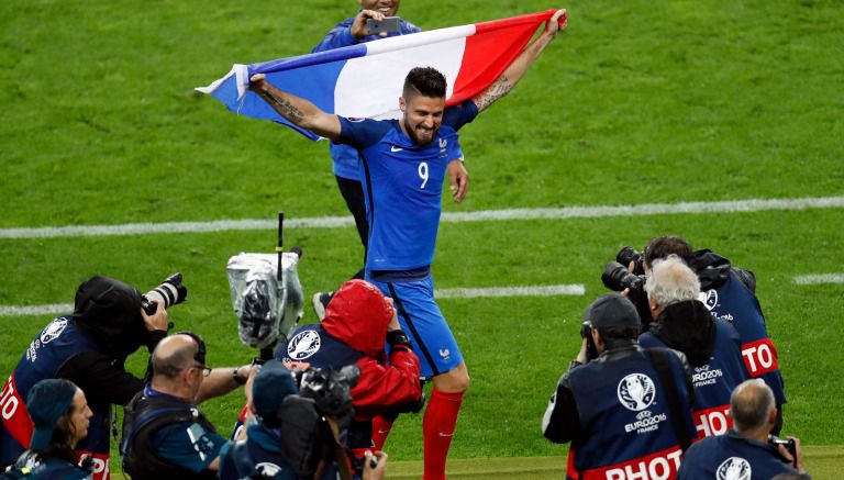 Giroud celebra el pase de la selección francesa a Semifinales