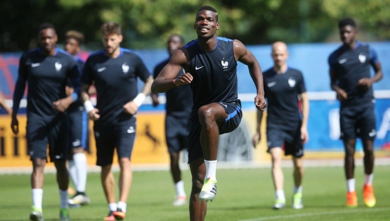 Pogba en un entrenamiento de Francia