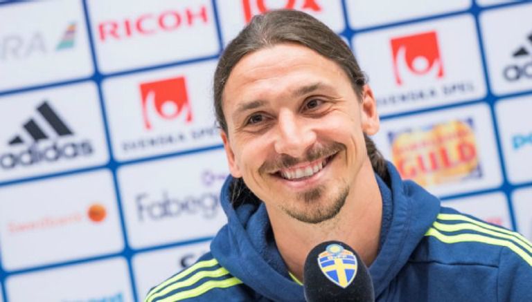 Zlatan Ibrahimovic, durante una conferencia con la selección de Suecia 