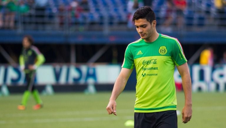 Raúl Jiménez, durante el juego amistoso entre México y Chile