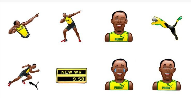 Algunos de los emojis de Usain Bolt