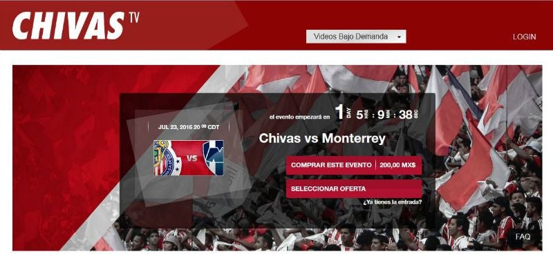 La página principal de Chivas TV