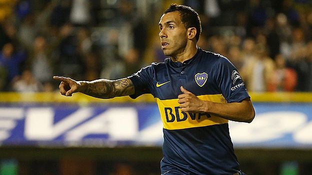 Tévez, durante un partido de Boca Juniors