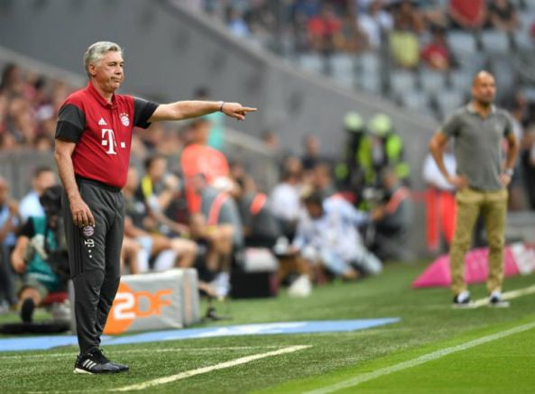 Ancelotti y Guardiola en partido amistoso