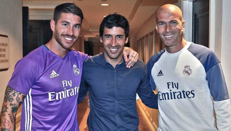 Sergio Ramos, Raúl González y Zinedine Zidane en Nueva York