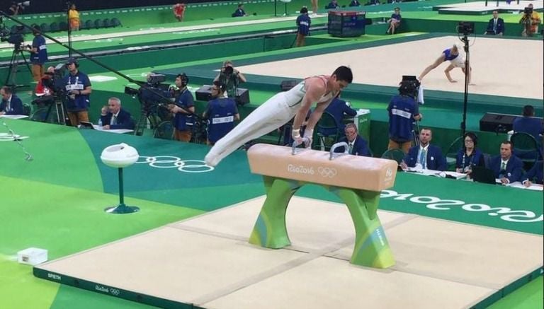 Daniel Corral, durante su participación en caballo con arzones en Río 2016