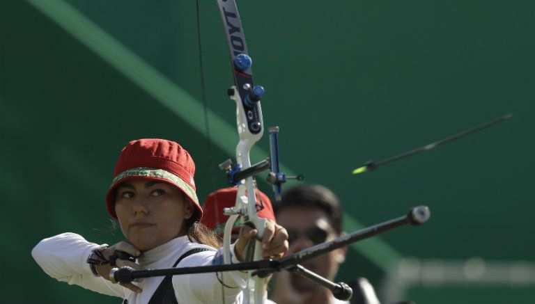 Alejandra Valencia, durante una competencia en Río 2016