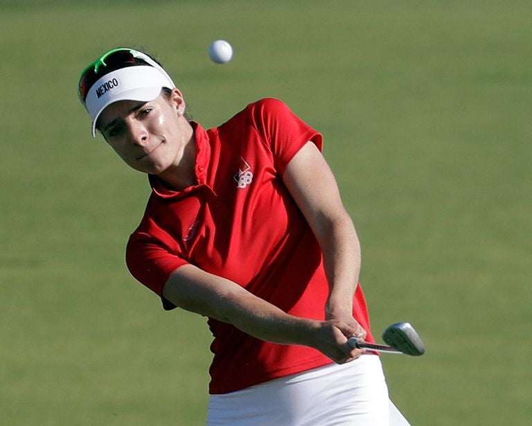 Gaby López, durante su participación en la primera ronda de golf en Río 2016