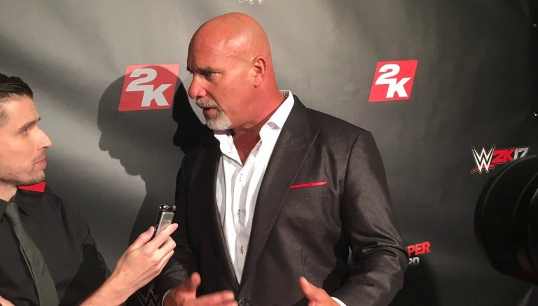 Goldberg durante la presentación de WWE 2K17