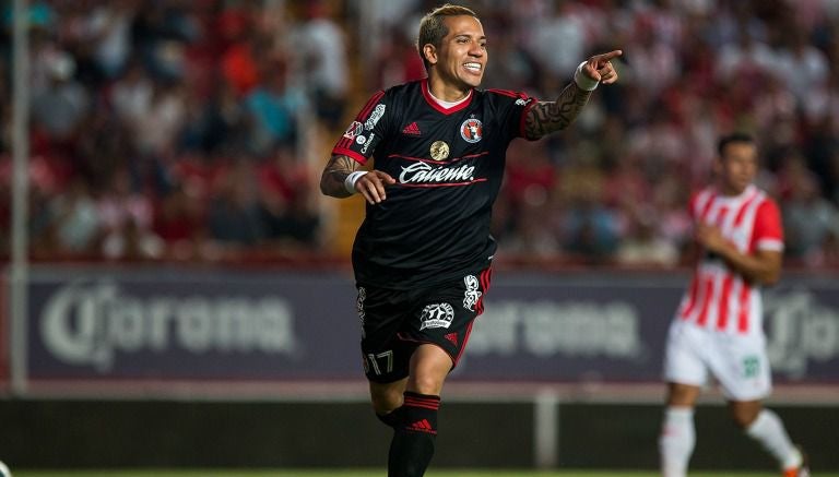 El colombiano Dayro Moreno celebra el empate de Xolos