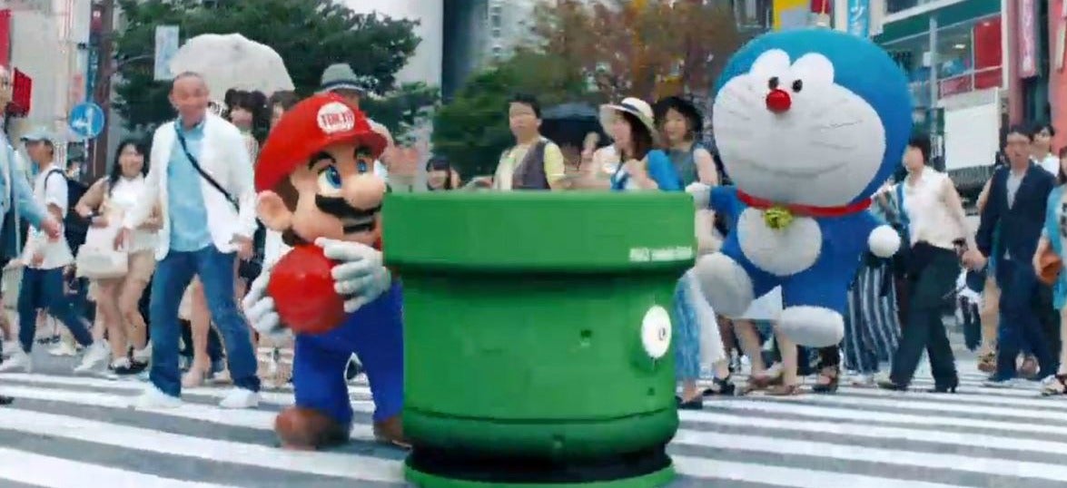 Parte del video donde se ve a Mario Bros metiéndose al tubo para ir al Maracaná