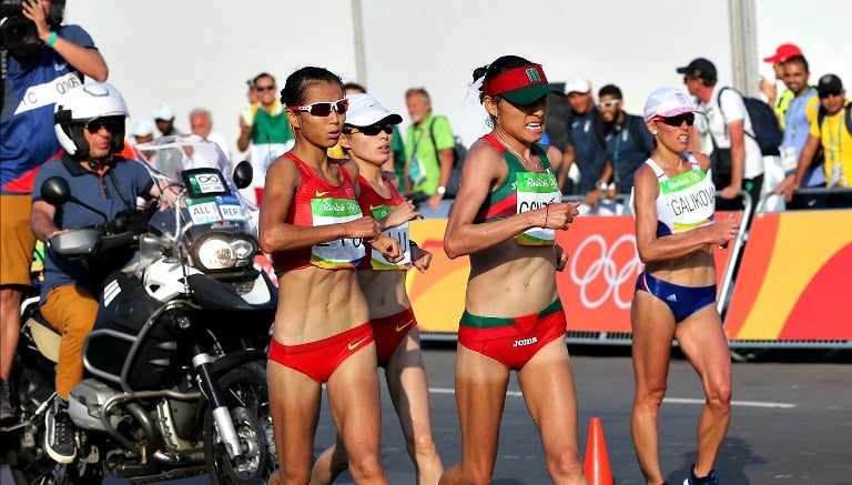 Guadalupe González durante la marcha de Río 2016