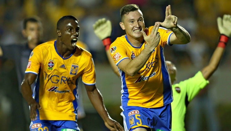 Fernando Fernández celebra su gol en Concachampions