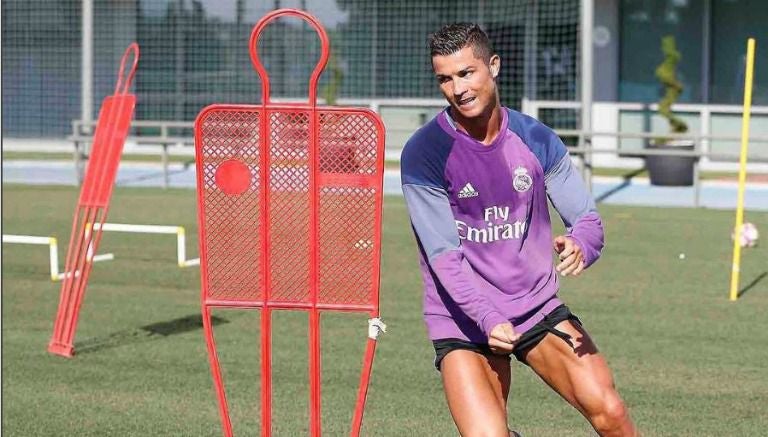 Cristiano Ronaldo, durante un entrenamiento del Real Madrid