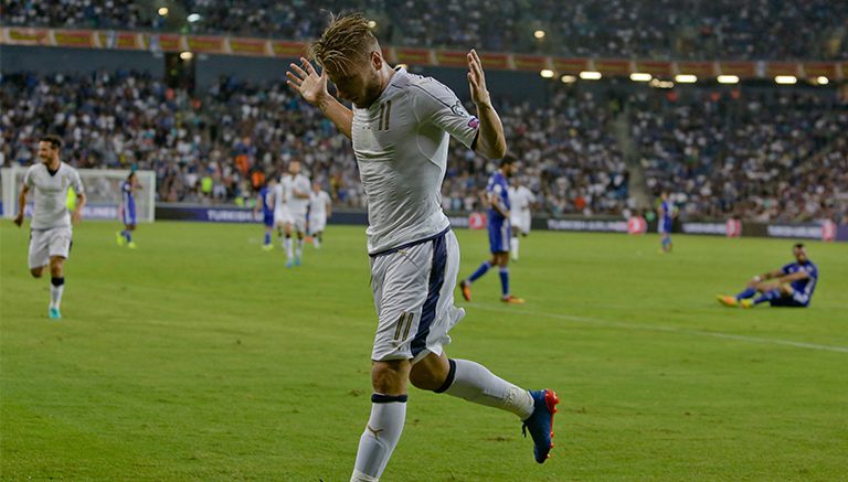 Ciro Immobile festeja su gol contra Israel 