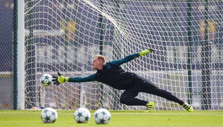 Ter Stegen en un entrenamiento previo al partido contra el Celtic