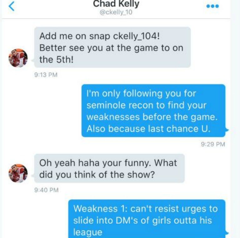Fragmentos de la conversación entre Mia y el falso Chad