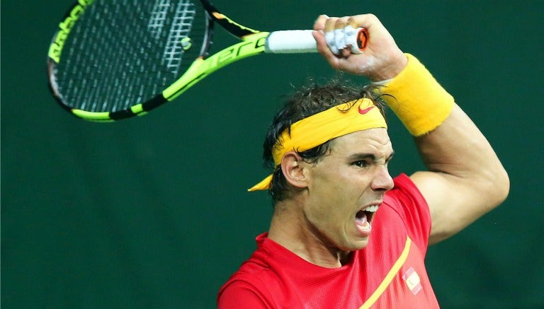 Rafael Nadal durante un partido de la Copa Davis