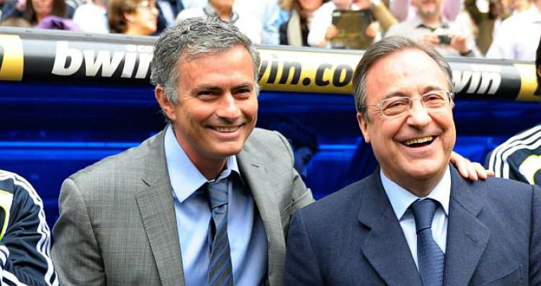 Mou y Florentino posan para un foto 